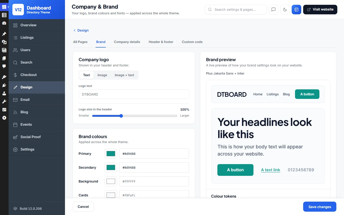 The Company & Brand page
