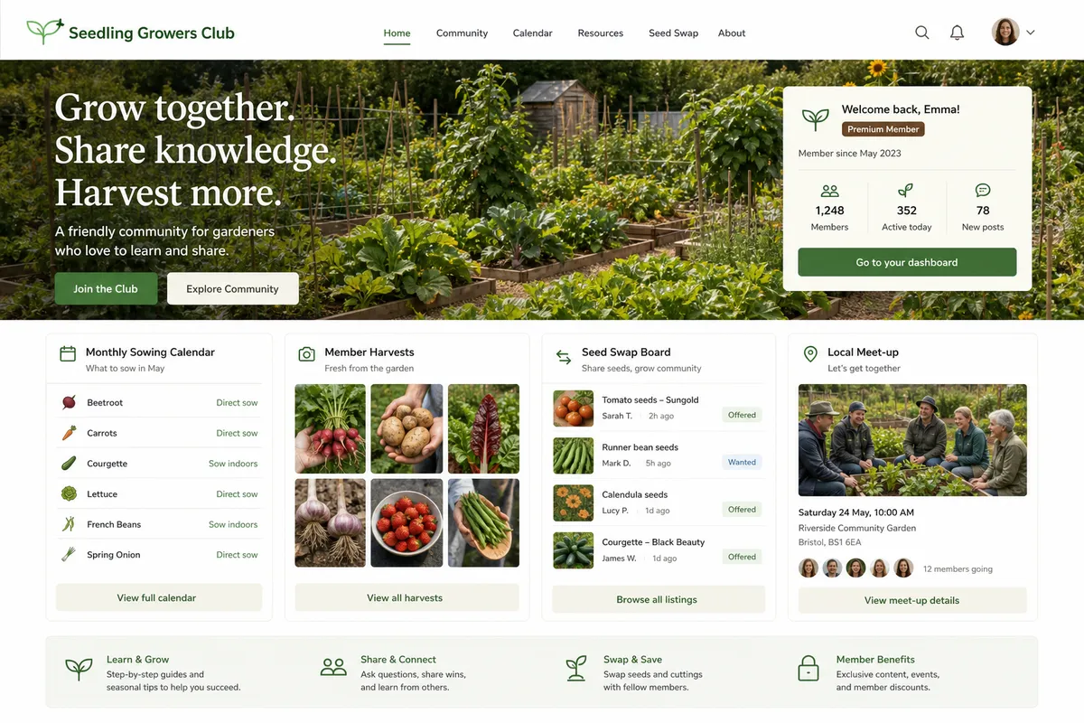 Seedling, a community website design for gardening