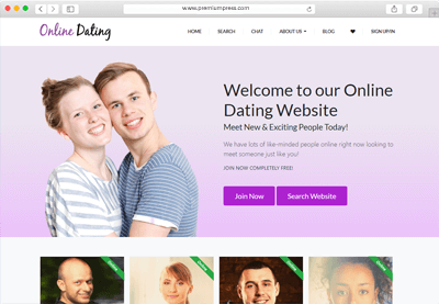 Wordpress dating website template