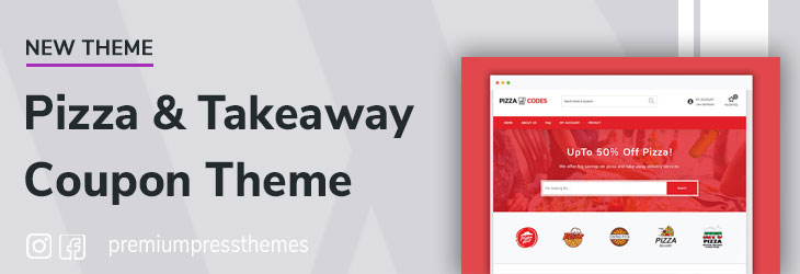 New pizza coupon child theme design for CouponPress